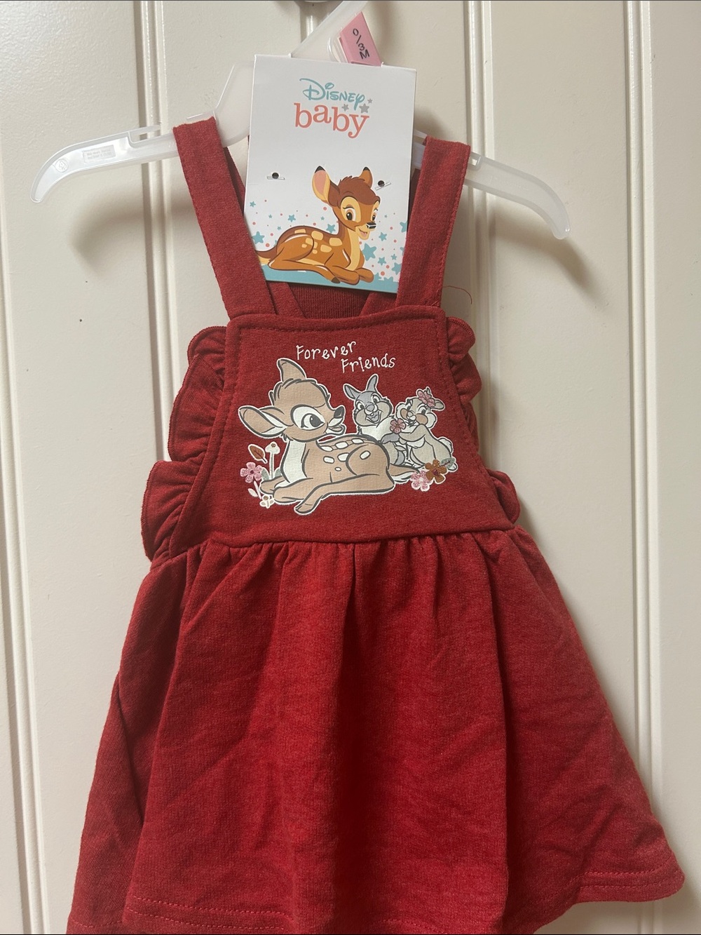 NWT Disney Red Bambi Pinafore Dress - Forever Friends Graphic